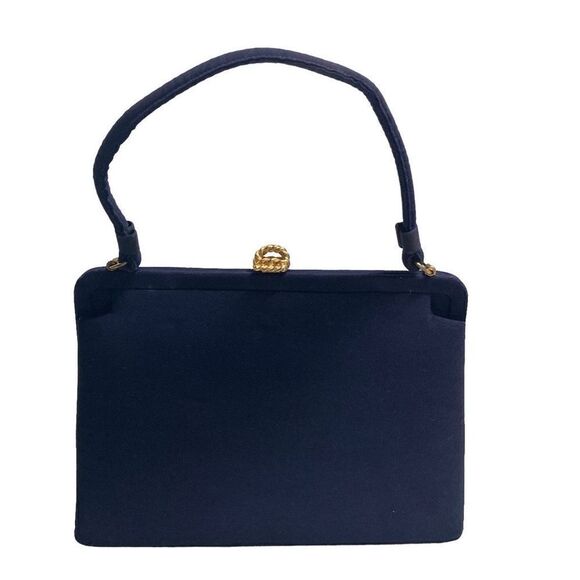 Lewis Women's Navy Blue Vintage Wool Felt Handbag Purse Size Small - Picture 1 of 10